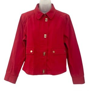 LRL Lauren Jeans Co Red Denim Jacket with Turn-Lock Buttons